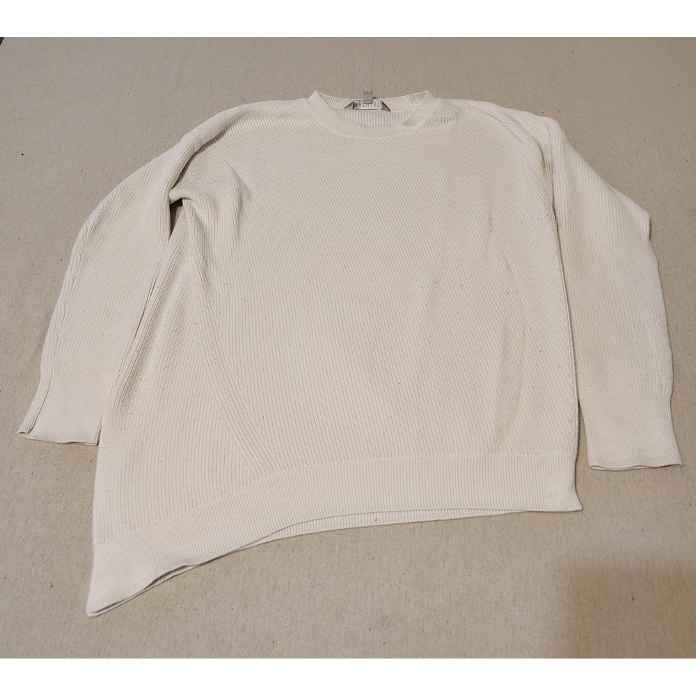 Women's‎ ATHLETA Cream Ribbed Asymmetrical Hem Crew Neck Sweater XS 2